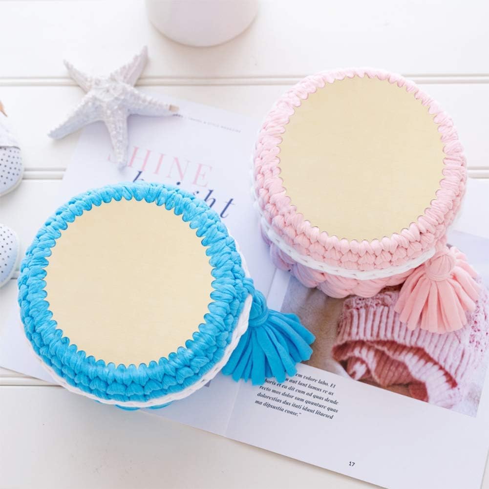 Haoser Pack of 6 Basket Bottom for Crochet Unfinished Wooden Round Weaving Knitting Base for Crafts|Wooden Bottom for Crochet Ba